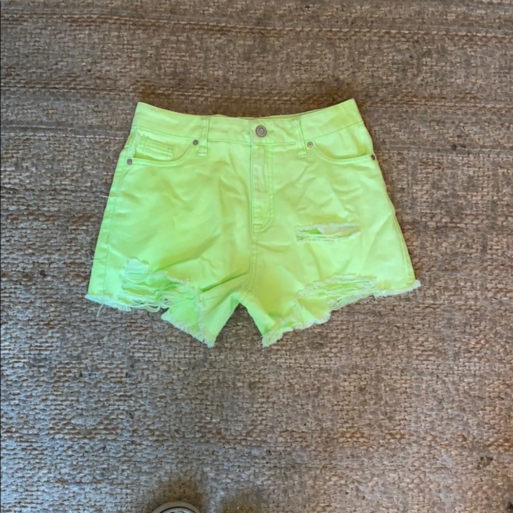 neon ripped shorts